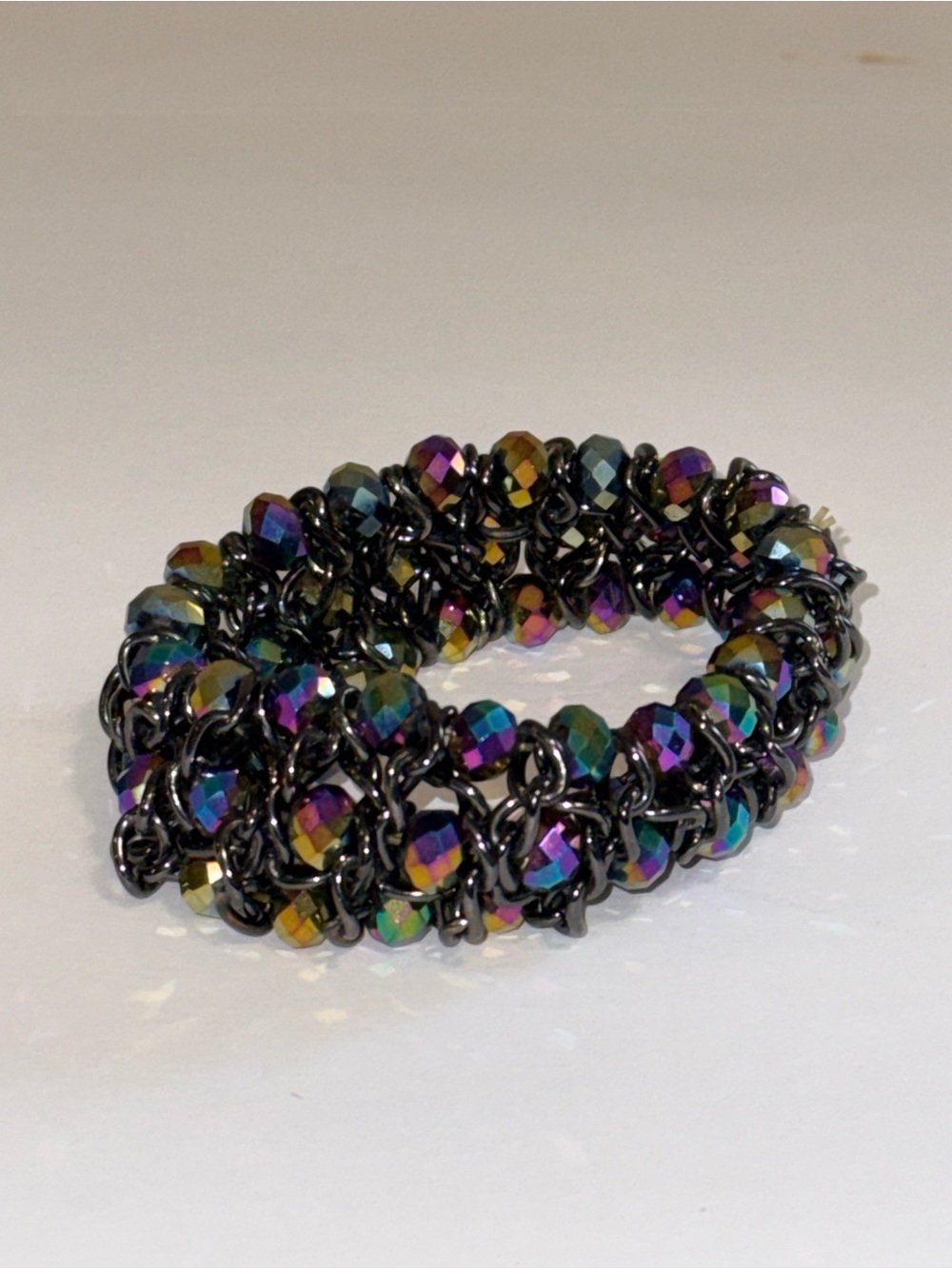 Multicolor Crystal Bead Stretch Bracelet - Unbranded